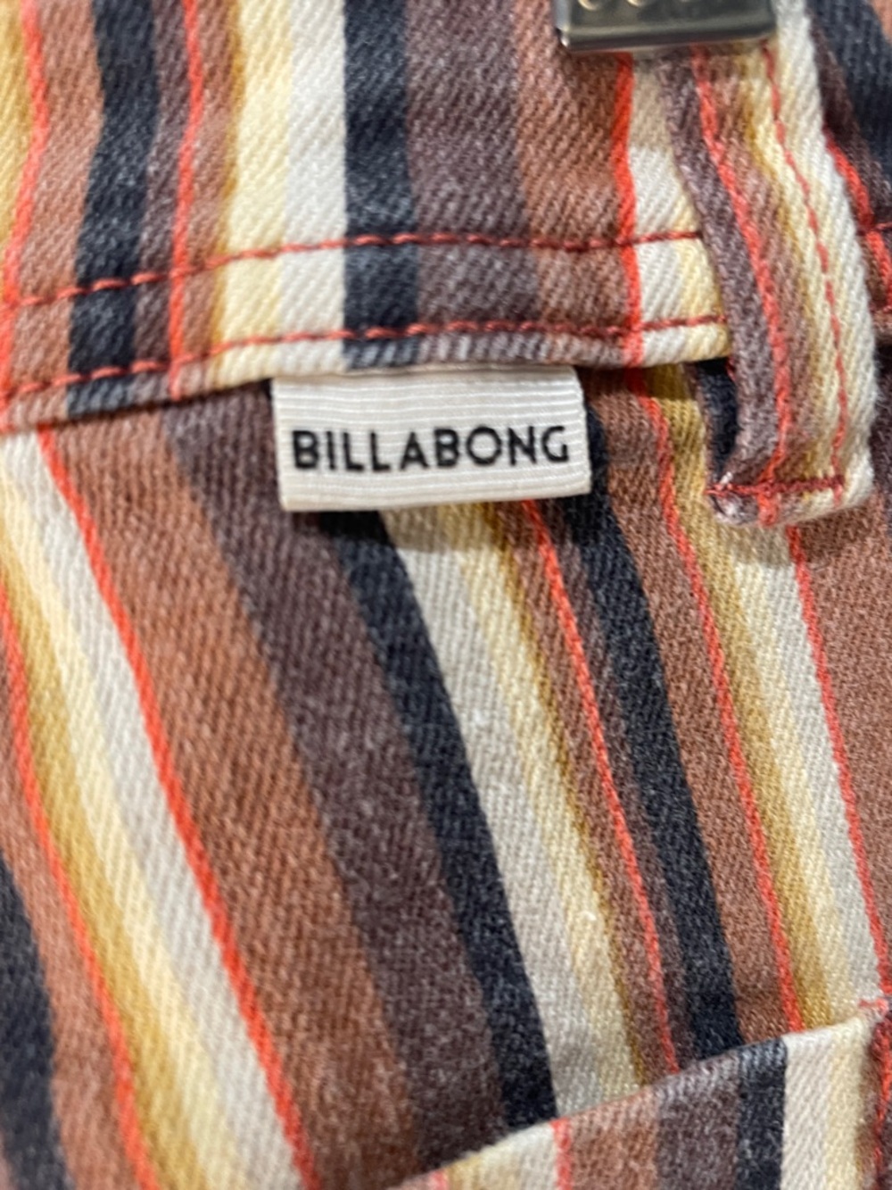 Billabong Vertical Striped Wide-Leg Chinos in Brown and Yellow - Picture 5 of 12